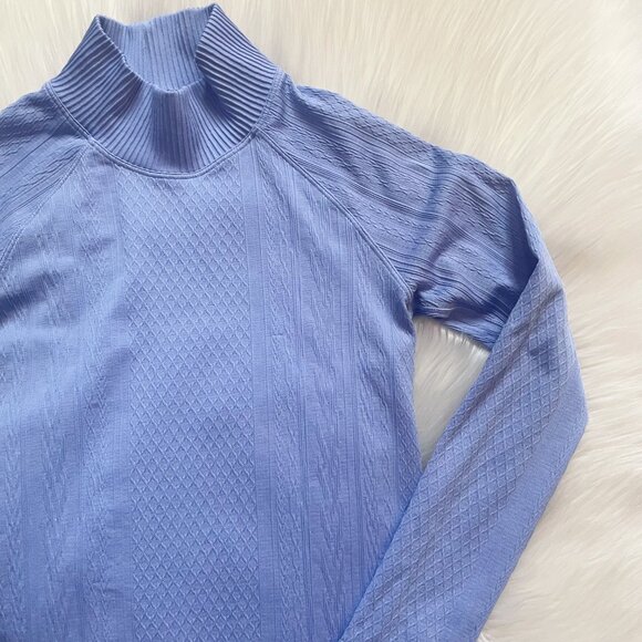 Lululemon Hydrangea Blue Rest Less Mock Neck Long Sleeve Top - Picture 3 of 9
